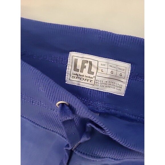 NwT Lady Foot Locker LFL Workout Pants SIZE Large Blue Open Leg - Picture 4 of 9